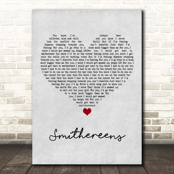 Twenty One Pilots Smithereens Grey Heart Song Lyric Print