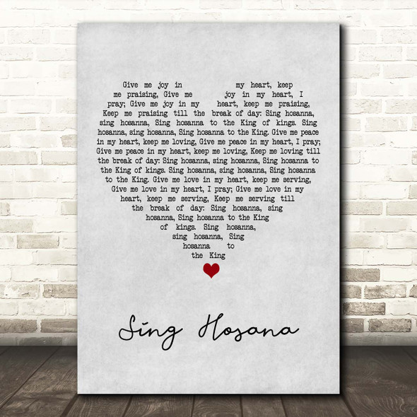 Kevin Mayhew Sing Hosana Grey Heart Song Lyric Print