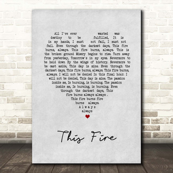 Killswitch Engage This Fire Grey Heart Song Lyric Print