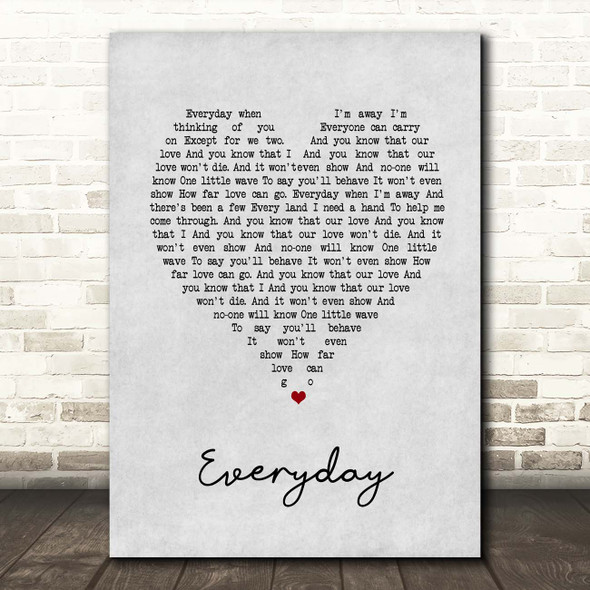 Slade Everyday Grey Heart Song Lyric Print