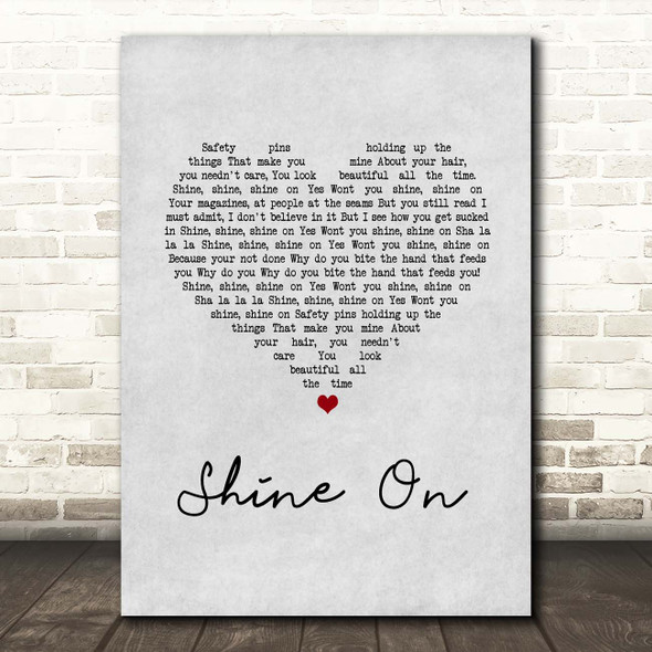 The Kooks Shine On Grey Heart Song Lyric Print