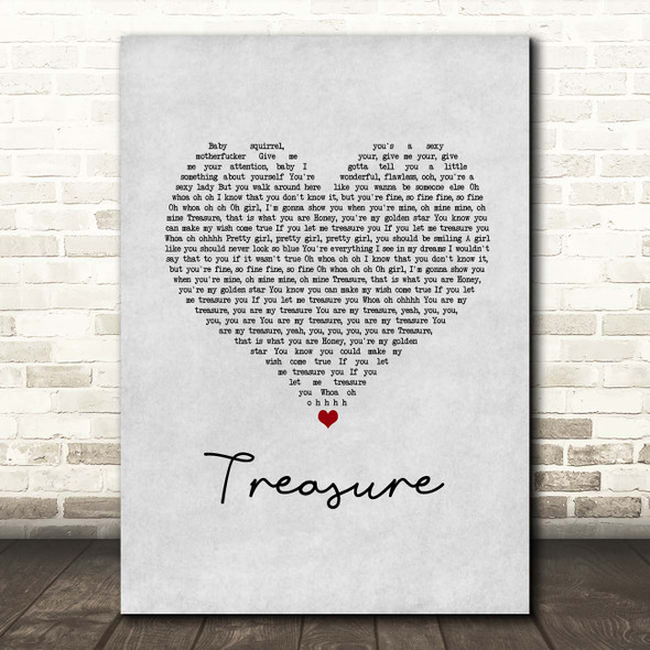 Bruno Mars Treasure Grey Heart Song Lyric Print