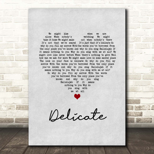 Damien Rice Delicate Grey Heart Song Lyric Print