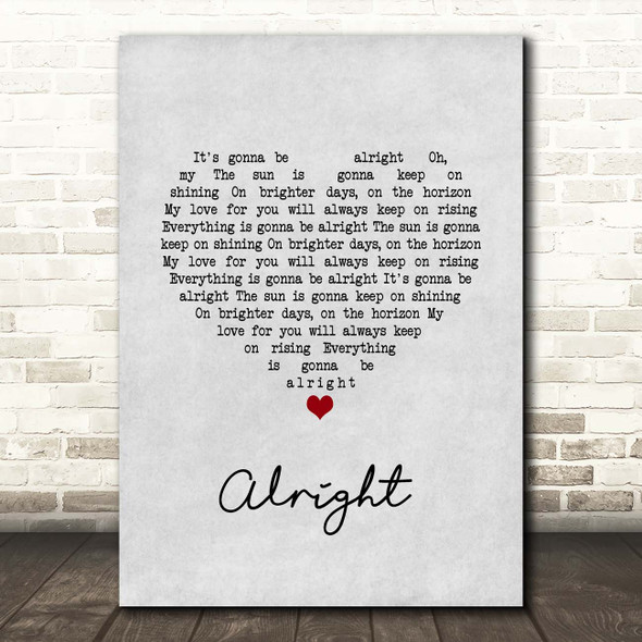 Red Carpet Alright Grey Heart Song Lyric Print