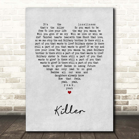 Adamski & Seal Killer Grey Heart Song Lyric Print