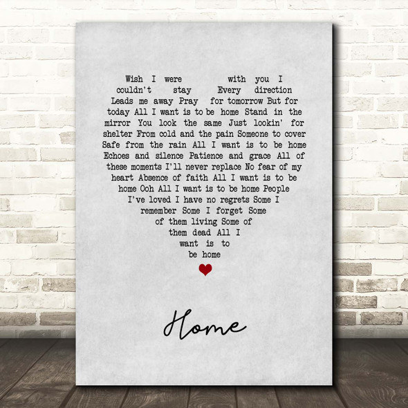 Foo Fighters Home Grey Heart Song Lyric Print