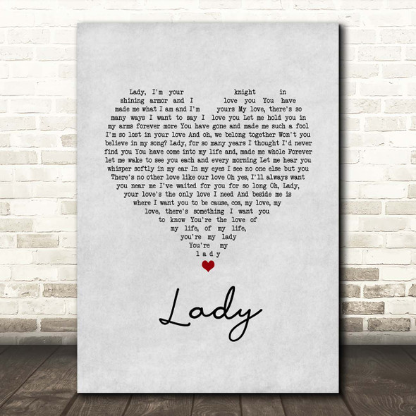Lionel Richie Lady Grey Heart Song Lyric Print