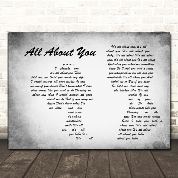 McFly All About You Man Lady Couple Grey Song Lyric Print