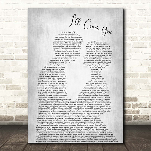 Jesse L. Martin, Wilson Jermaine Heredia I'll Cover You Man Lady Bride Groom Wedding Grey Song Lyric Print