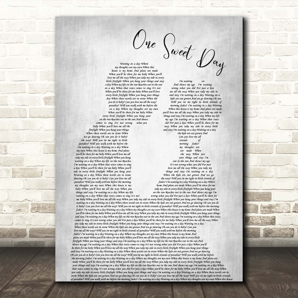 Mariah Carey, Boyz II Men One Sweet Day Man Lady Bride Groom Wedding Grey Song Lyric Print
