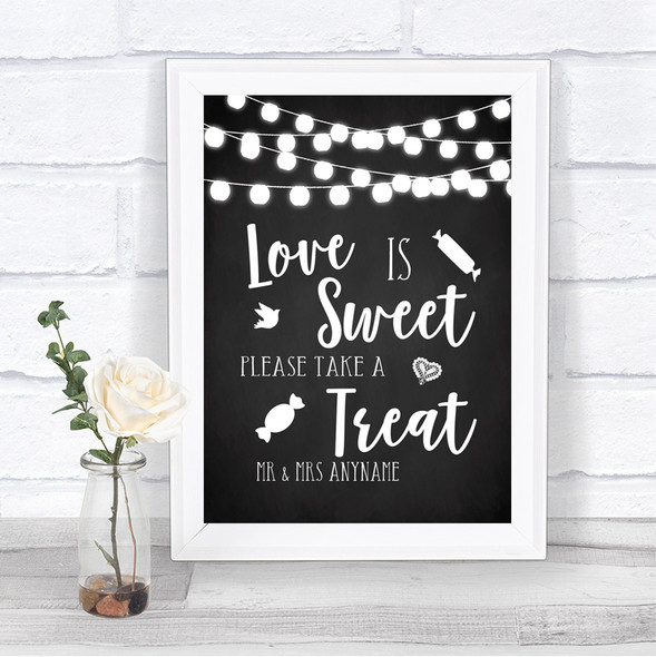 Chalk Black White Lights Love Is Sweet Take A Treat Candy Buffet Wedding Sign