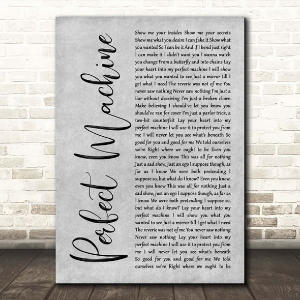 Starset Perfect Machine Grey Rustic Script Song Lyric Print