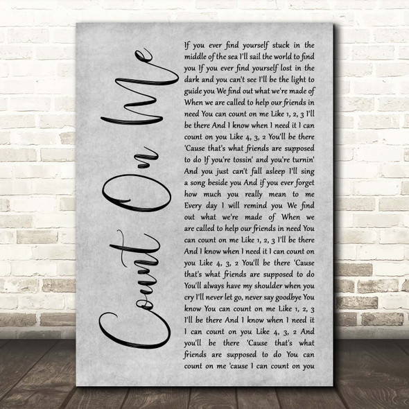 Bruno Mars Count On Me White Script Song Lyric Print Red Heart Print