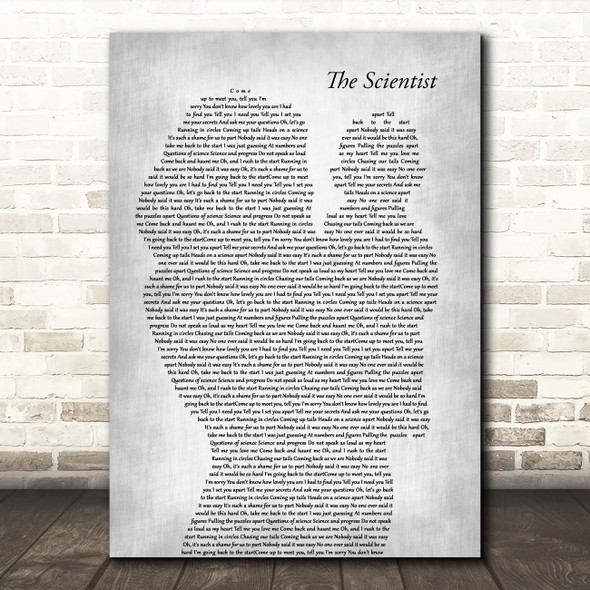 Coldplay The Scientist Mother & Baby Grey Song Lyric Print