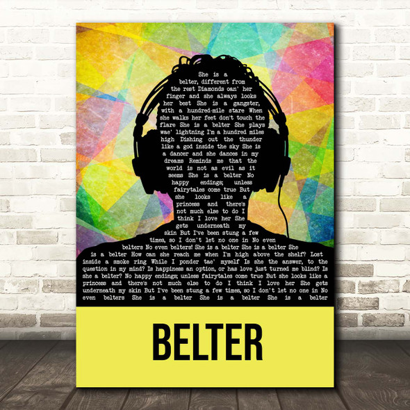 Gerry Cinnamon Belter Multicolour Man Headphones Song Lyric Print