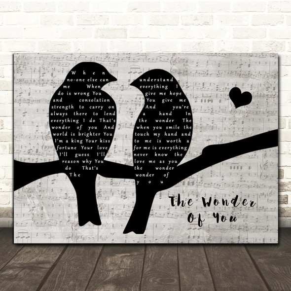 Elvis Presley The Wonder Of You Lovebirds Music Script Song Lyric Print