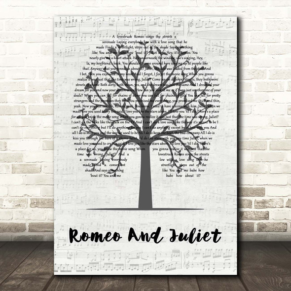 Dire Straits Romeo And Juliet Music Script Tree Song Lyric Print