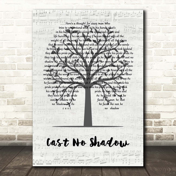 Oasis Cast No Shadow Music Script Tree Song Lyric Print