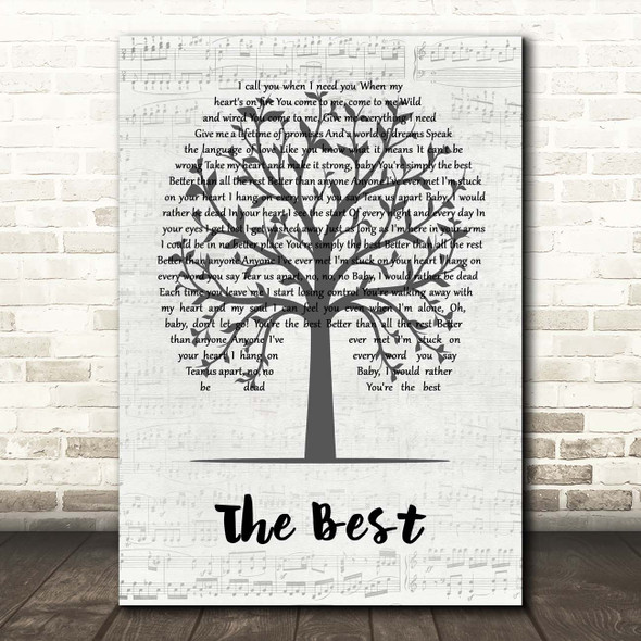 Tina Turner The Best Music Script Tree Song Lyric Print