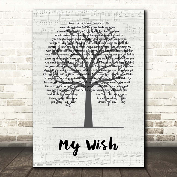 Rascal Flatts My Wish Music Script Tree Song Lyric Print