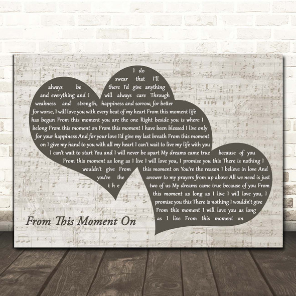 Shania Twain From This Moment On Landscape Music Script Two Hearts Song Lyric Print