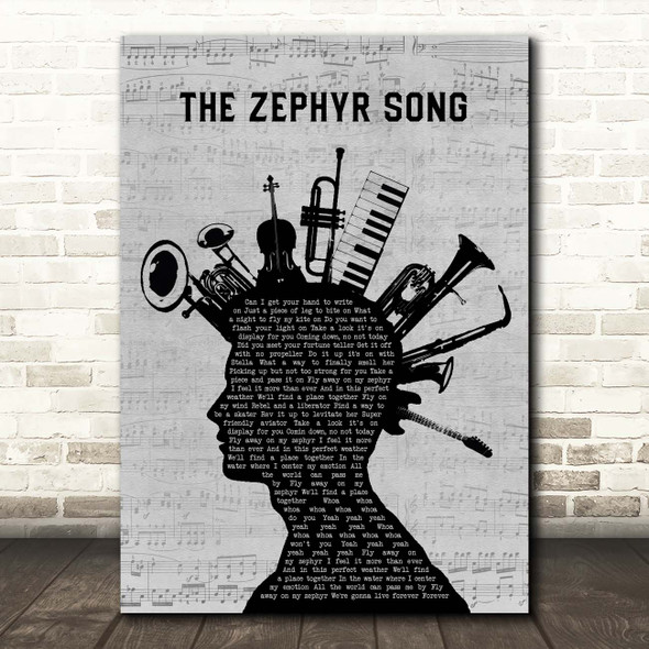 Red Hot Chili Peppers The Zephyr Song Musical Instrument Mohawk Song Lyric Print