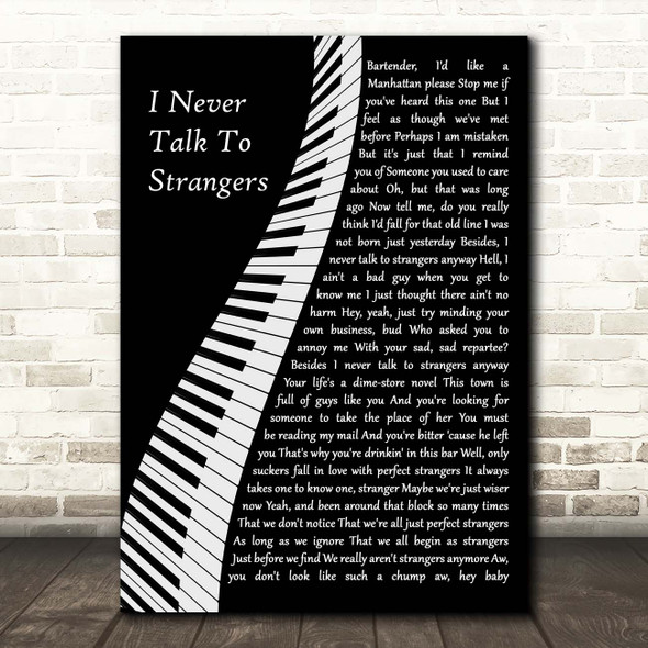 Tom Waits I Never Talk To Strangers Piano Song Lyric Print