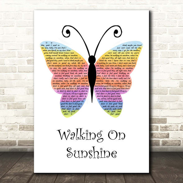 Katrina And The Waves Walking On Sunshine Rainbow Butterfly Song Lyric Print