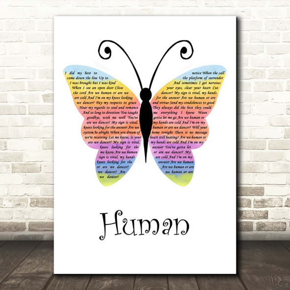 The Killers Human Rainbow Butterfly Song Lyric Print