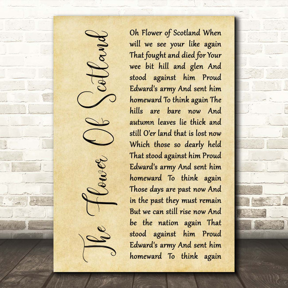 The Corries The Flower Of Scotland Rustic Script Song Lyric Print