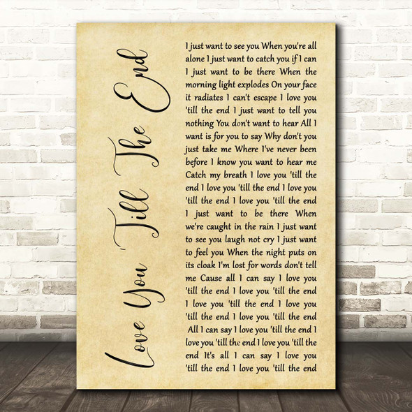 The Pogues Love You 'Till The End Rustic Script Song Lyric Print