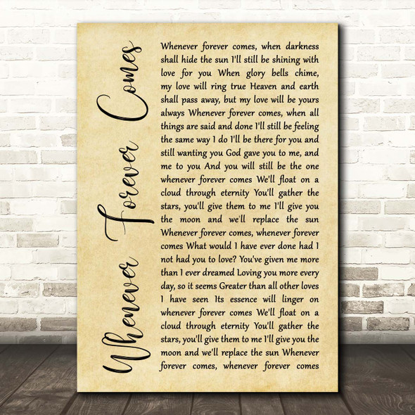 Dolly Parton feat. Collin Raye Whenever Forever Comes Rustic Script Song Lyric Print