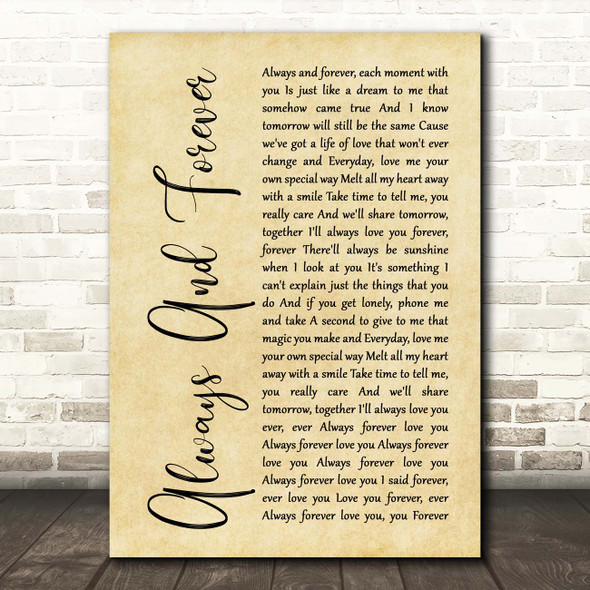 Heatwave Always And Forever Rustic Script Song Lyric Print