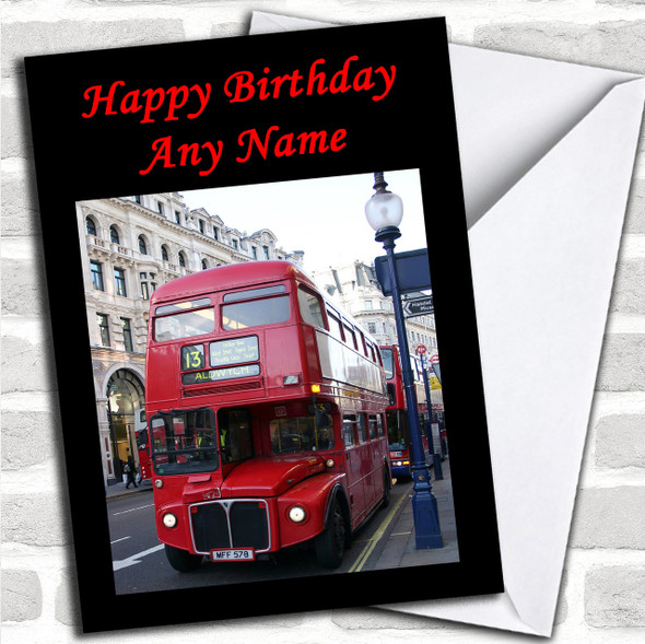 Red London Bus Personalized Birthday Card