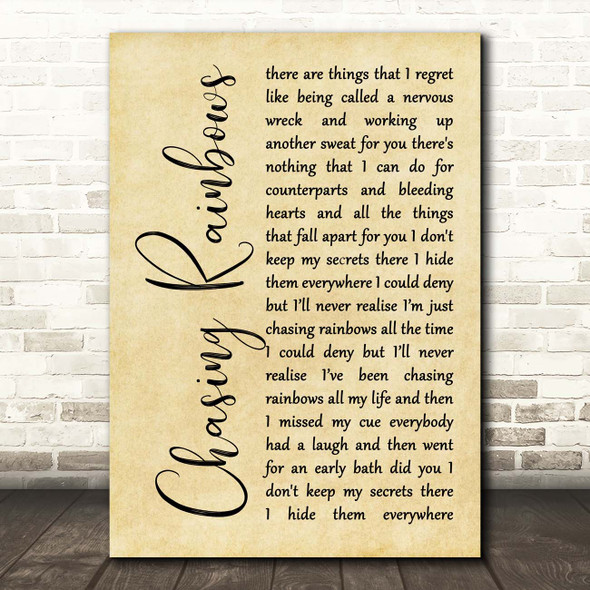 Shed Seven Chasing Rainbows Rustic Script Song Lyric Print