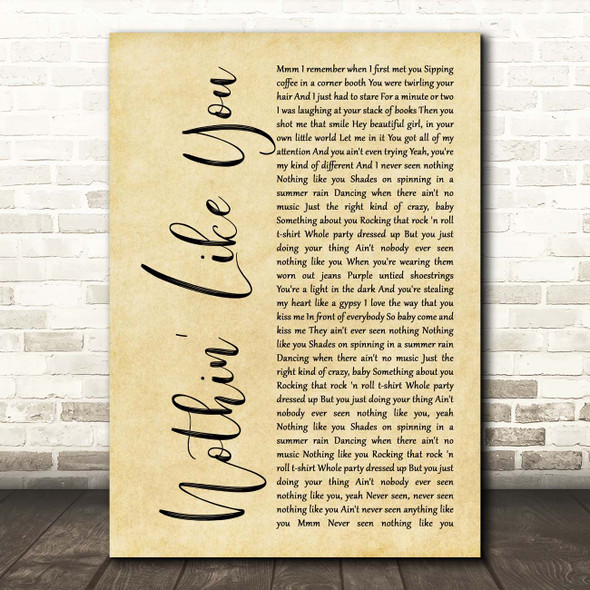 Dan + Shay Nothin' Like You Rustic Script Song Lyric Print