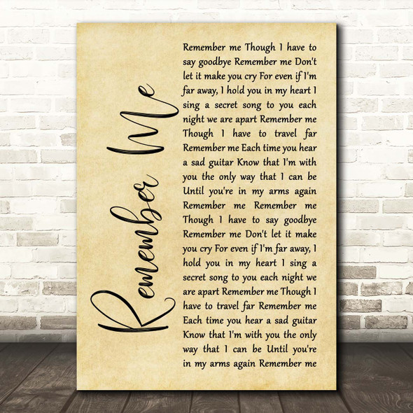 Gail Garcia Bernal Remember Me Rustic Script Song Lyric Print