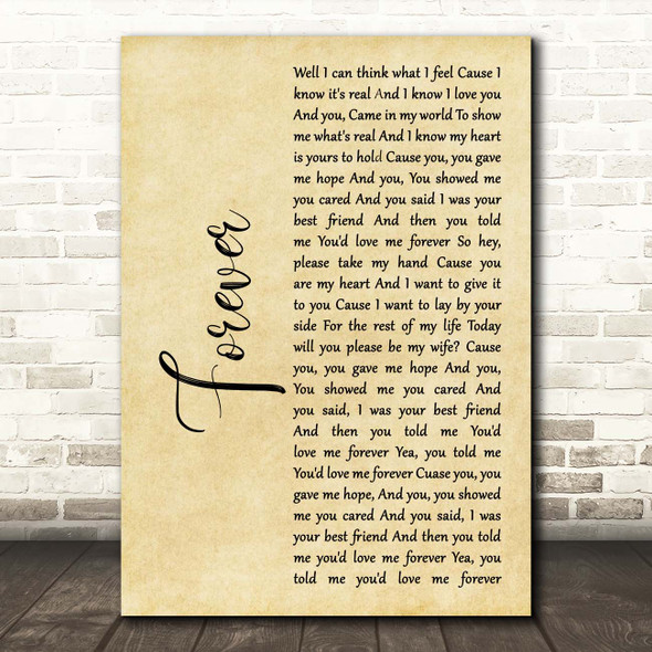 Bart Crow Band Forever Rustic Script Song Lyric Print