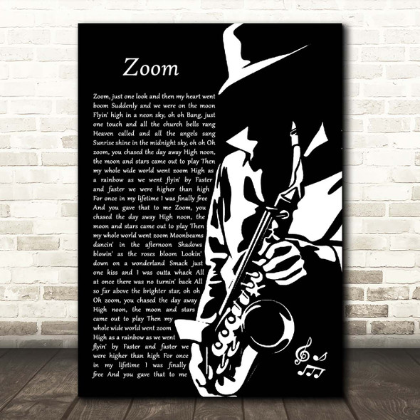 Fat Larry's Band Zoom Black & White Saxophone Player Song Lyric Print