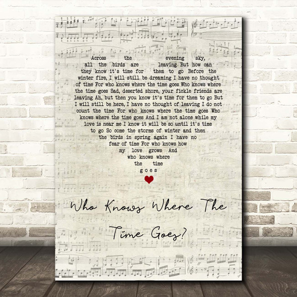 Sandy Denny & The Strawbs Who Knows Where The Time Goes Script Heart Song Lyric Print