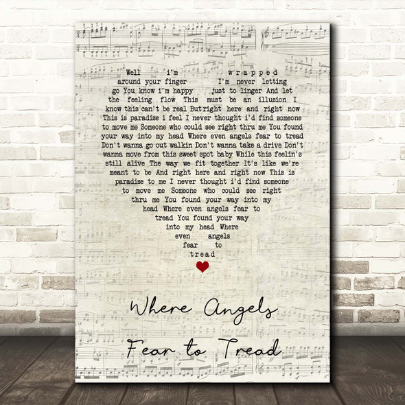Bryan Adams Where Angels Fear to Tread Script Heart Song Lyric Print