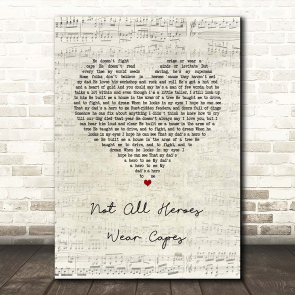 Owl City Not All Heroes Wear Capes Script Heart Song Lyric Print