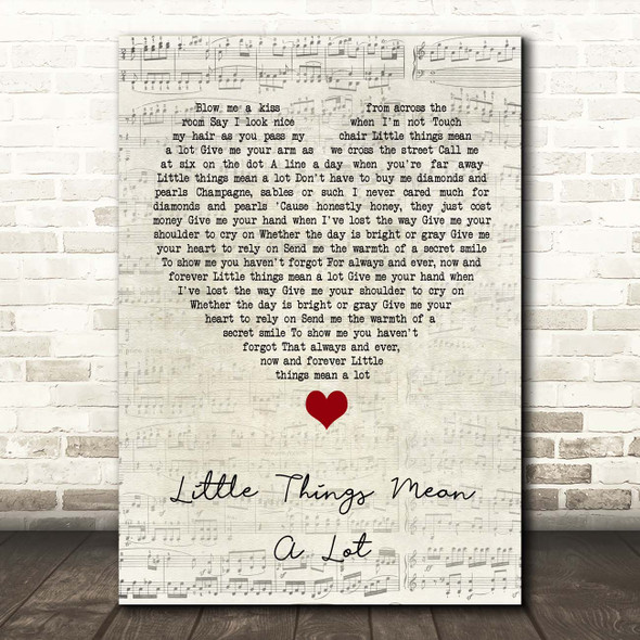 Kitty Kallen Little Things Mean a Lot Script Heart Song Lyric Print