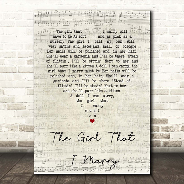 Ray Middleton The Girl That I Marry Script Heart Song Lyric Print