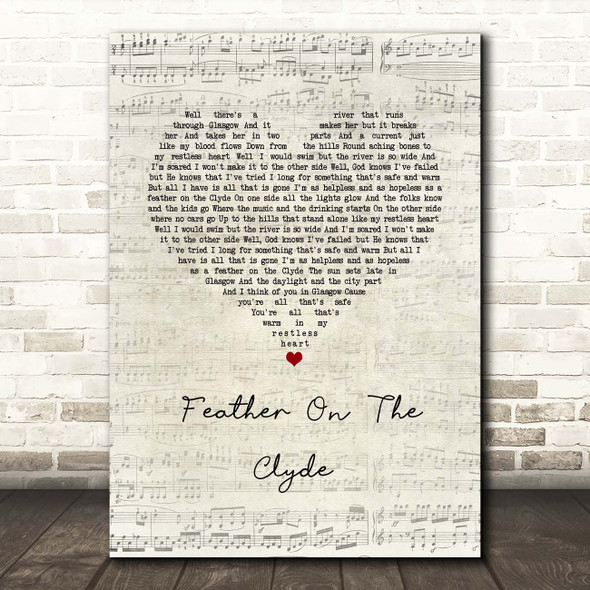 Passenger Feather On The Clyde Script Heart Song Lyric Print