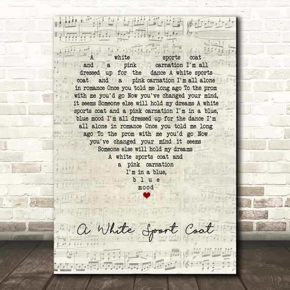 Marty Robbins A White Sport Coat Script Heart Song Lyric Print