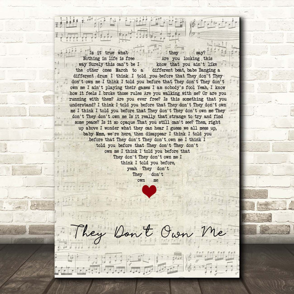 Richard Ashcroft They Don't Own Me Script Heart Song Lyric Print