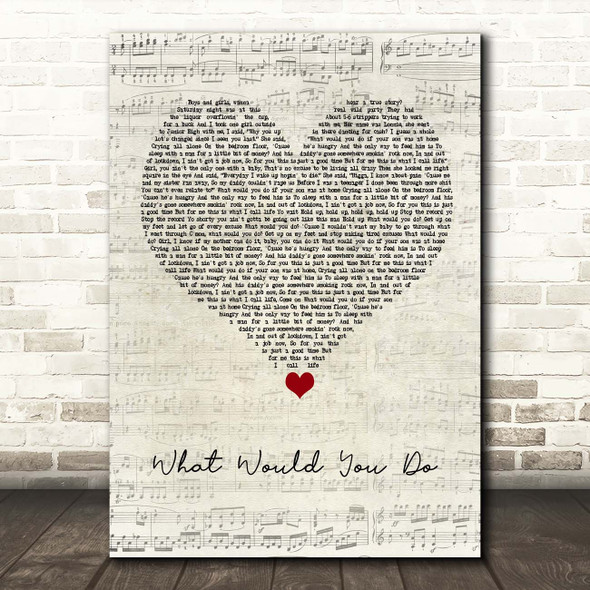 City High What Would You Do Script Heart Song Lyric Print