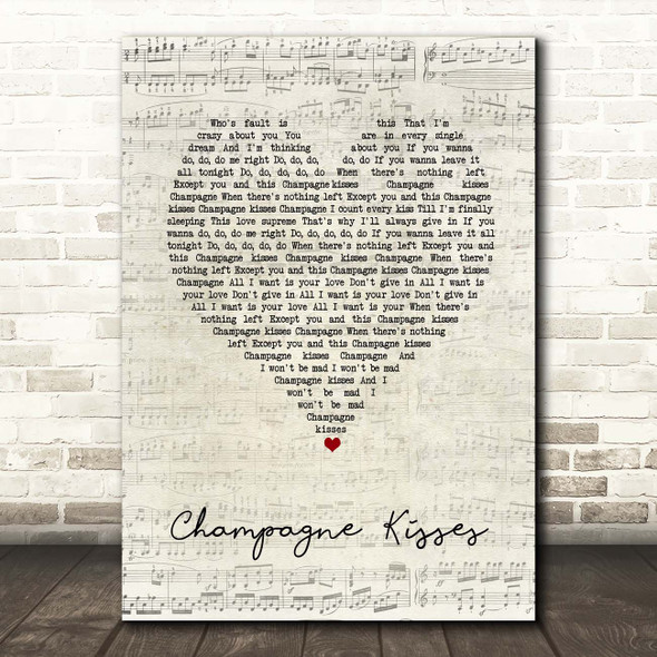 Jessie Ware Champagne Kisses Script Heart Song Lyric Print