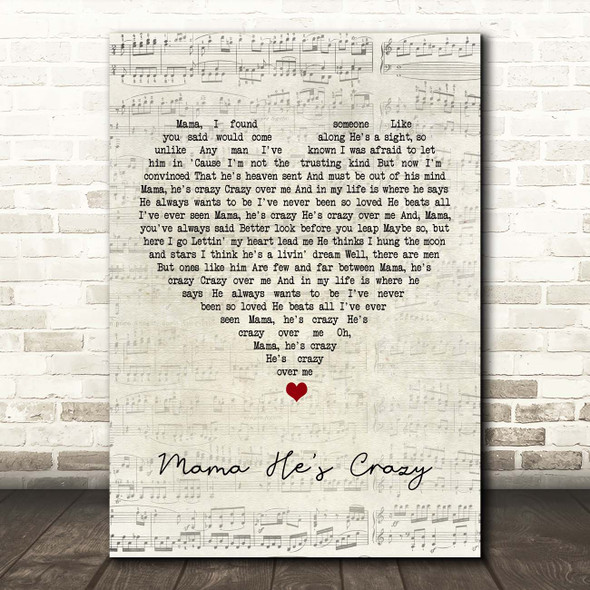 The Judds Mama He's Crazy Script Heart Song Lyric Print